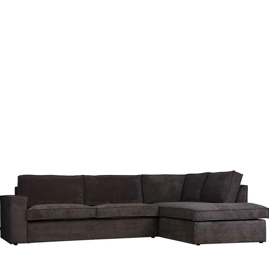 Best 283x92x197 Eckcouch in Grau Cord Stoff - Olciano Sofas