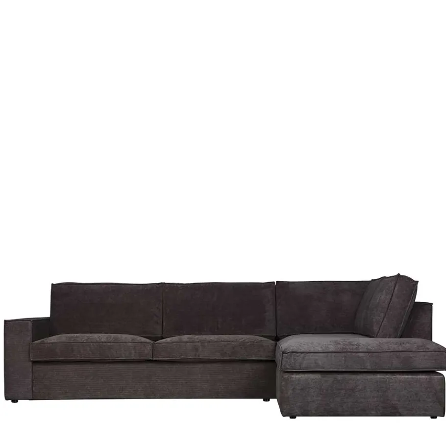 Best 283x92x197 Eckcouch in Grau Cord Stoff - Olciano Sofas