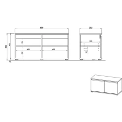 96x40x40 Flurbank mit zwei Türen - Orsecca Sitzbank