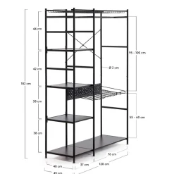 Clearance 120x182x45 Garderoben Regal mit Stange - Nalisha Regale