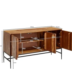 Best 123x70x45 Große Kommode aus Sheesham Holz - Ovalle Sideboards