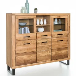 Best 158x140x40 Highboard aus Wildeiche teilmassiv - Arello I Highboards|Kommoden