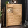 102x141x40 Highboard aus Wildeiche mit Glaseinsatz - Loitons Highboards|Schränke