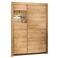 102x141x40 Highboard aus Wildeiche mit Glaseinsatz - Loitons Highboards|Schränke