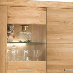 102x141x40 Highboard aus Wildeiche mit Glaseinsatz - Loitons Highboards|Schränke