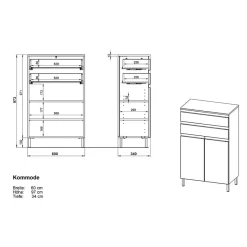 Clearance 60x97x34 Highboard fürs Bad zweifarbig - Aspariavo Highboards