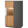 Clearance 92x152x40 Highboard in Anthrazit & Eiche Bianco - Cruzca Highboards|Vitrinen