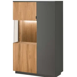 Clearance 92x152x40 Highboard in Anthrazit & Eiche Bianco - Cruzca Highboards|Vitrinen