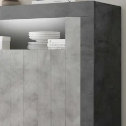 110x144x43 Highboard in Beton Grau Dekor - Beverli Highboards