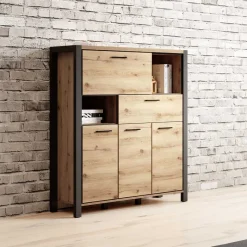 Sale 120x140x41 Highboard mit Klappe & 3 Türen - Zavorra Highboards