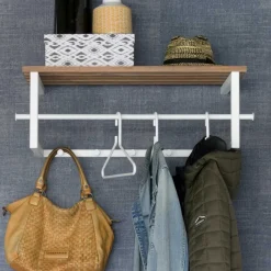 76x26x34 Hängegarderobe in Weiß & Eiche - Marcios Garderoben