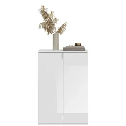 Best 122x99x34 Hochglanz Schuhschrank in Weiß - Ejulia (zweiteilig) Schränke