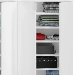 Best 122x99x34 Hochglanz Schuhschrank in Weiß - Ejulia (zweiteilig) Schränke