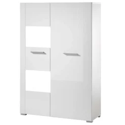 Best 80x123x35 Hochglanz Vitrinenschrank in Weiß - Timmona Highboards|Vitrinen