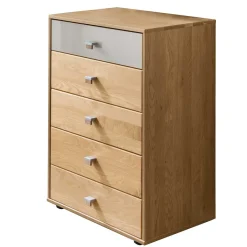 Sale 60x86x43 Hochkommode in Beige Glas & Eiche - Emdsiva Kommoden