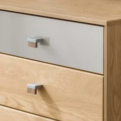 Sale 60x86x43 Hochkommode in Beige Glas & Eiche - Emdsiva Kommoden