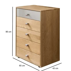 Sale 60x86x43 Hochkommode in Beige Glas & Eiche - Emdsiva Kommoden