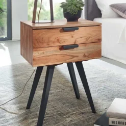 Outlet 47x65x35 Hohe Nachtkommode aus Akazie Natur - Ishi Kommoden