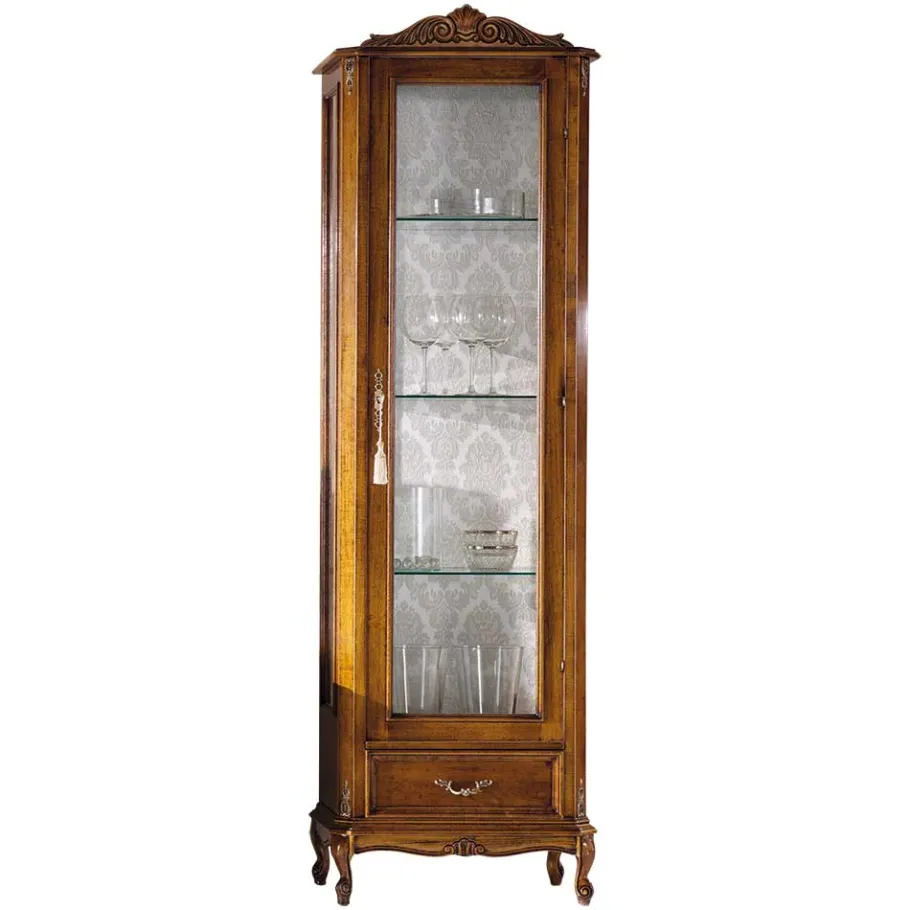 Best 58x184x35 Italienische Vitrine in Nussbaum - Carlenna Vitrinen