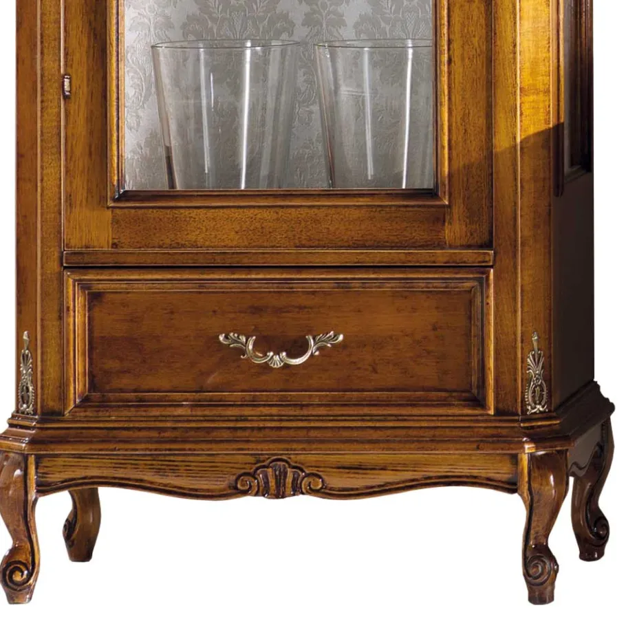 Best 58x184x35 Italienische Vitrine in Nussbaum - Carlenna Vitrinen