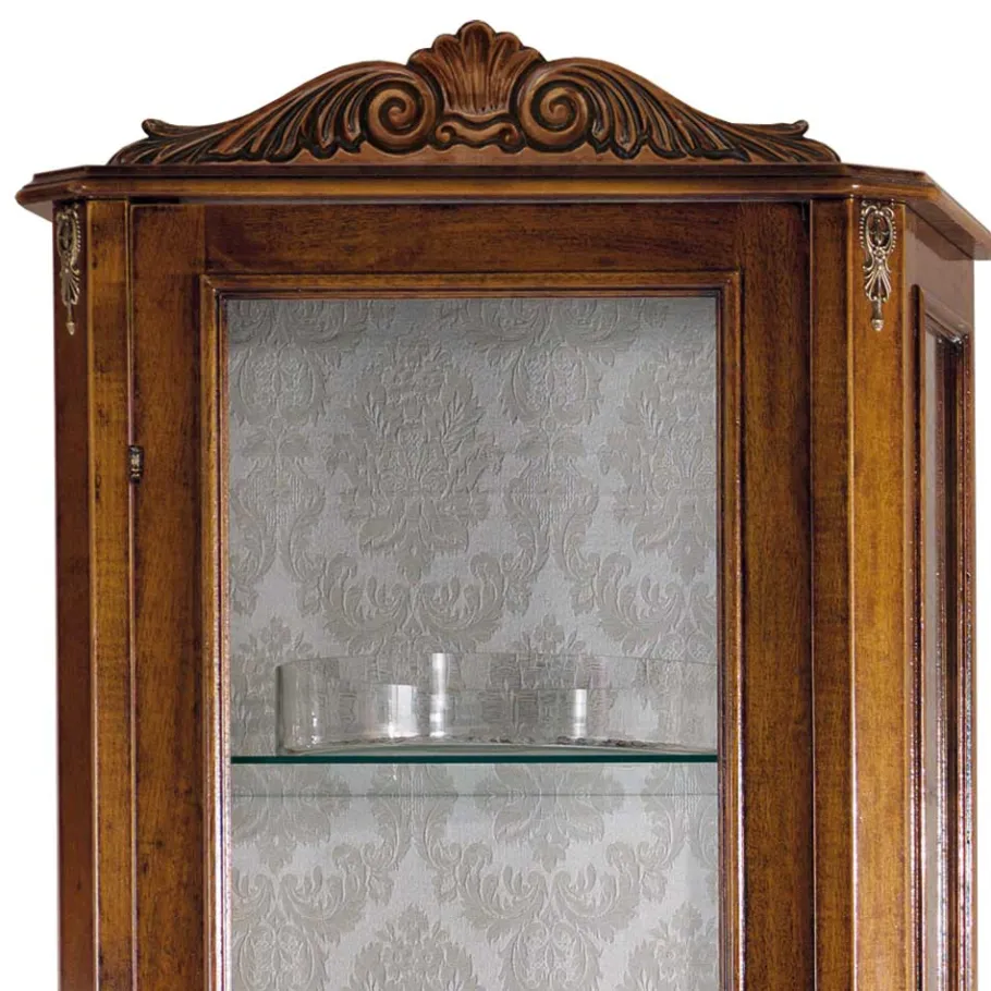 Best 58x184x35 Italienische Vitrine in Nussbaum - Carlenna Vitrinen