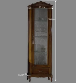 Best 58x184x35 Italienische Vitrine in Nussbaum - Carlenna Vitrinen