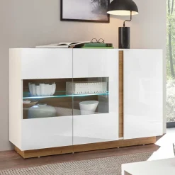 138x91x40 Kommode mit Glas 3-türig - Myrda Sideboards
