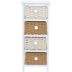 30x73x25 Kommode mit vier Körben in Weiß - Udolph Regale