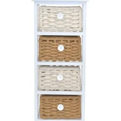 30x73x25 Kommode mit vier Körben in Weiß - Udolph Regale