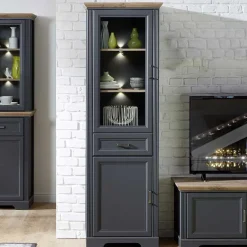 Best 66x204x42 Landhausvitrine beleuchtet LED - Thumbs Vitrinen