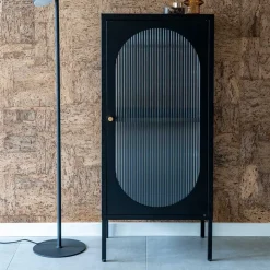 Best 50x110x35 Metallschrank mit Glastür modern - Gabadoza Vitrinen