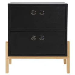 Sale 50x55x35 Nachtkommode in Schwarz & Pinie Natur - Caurina Kommoden