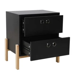 Sale 50x55x35 Nachtkommode in Schwarz & Pinie Natur - Caurina Kommoden