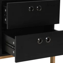 Sale 50x55x35 Nachtkommode in Schwarz & Pinie Natur - Caurina Kommoden