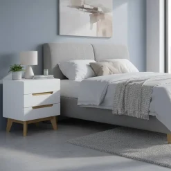 48x60x40 Nachtkommode in Weiß & Eiche - Setubal Kommoden