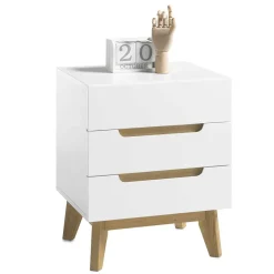 48x60x40 Nachtkommode in Weiß & Eiche - Setubal Kommoden
