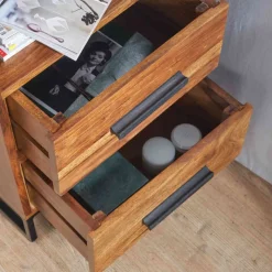 Clearance 40x66x35 Nachtkommode mit Fach & 2 Schubladen - Crystons Kommoden