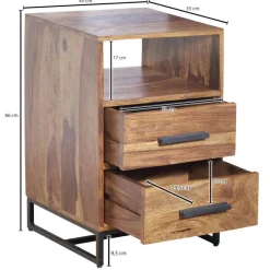 Clearance 40x66x35 Nachtkommode mit Fach & 2 Schubladen - Crystons Kommoden