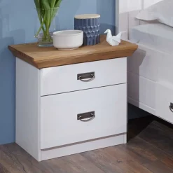 Outlet 58x57x48 Nachttisch in Kiefer & Weiß - Sibiuta Kommoden