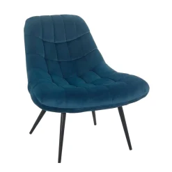 76x86x86 Samt Loungestuhl in Blau - Sixtys Sessel