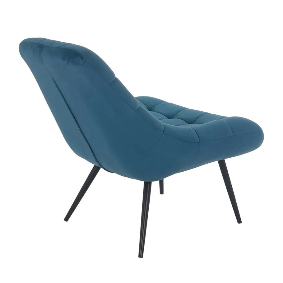 76x86x86 Samt Loungestuhl in Blau - Sixtys Sessel