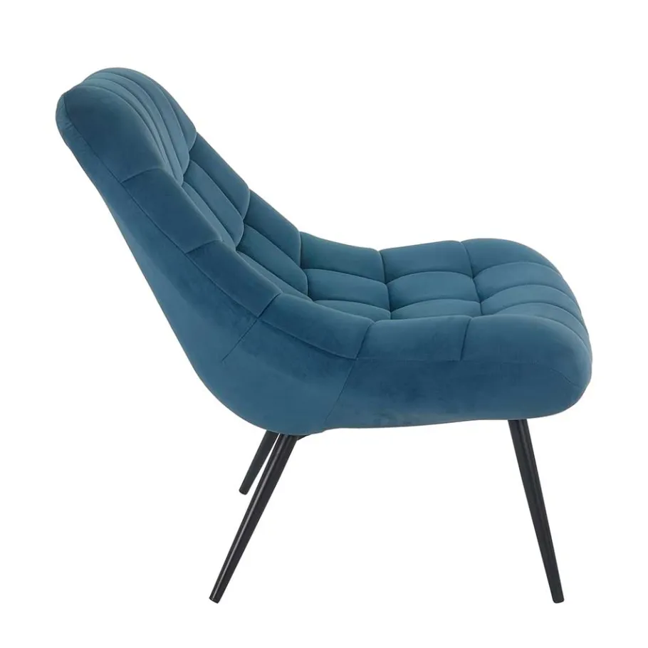 76x86x86 Samt Loungestuhl in Blau - Sixtys Sessel