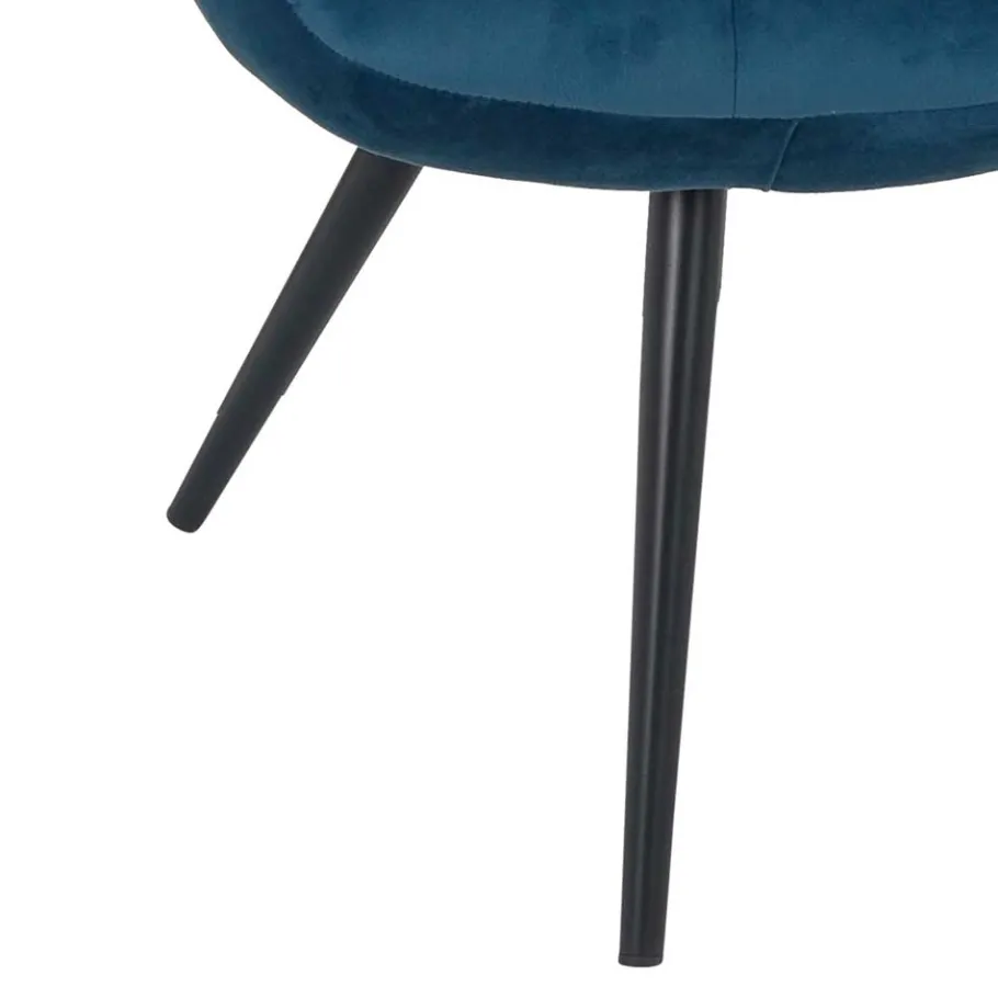 76x86x86 Samt Loungestuhl in Blau - Sixtys Sessel