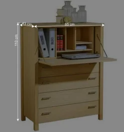 Best 85x110x43 Schrank mit Schreibklappe - Settsura Tische