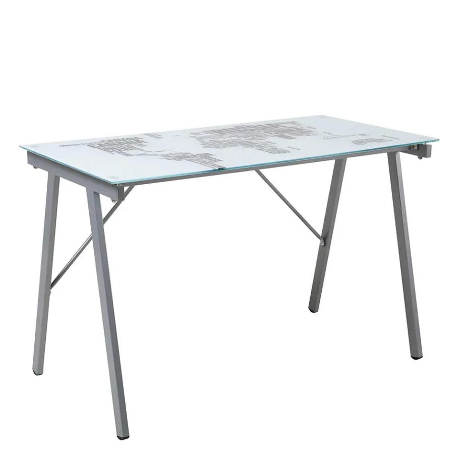 Online 113x73x58 Schreibtisch aus bedrucktem Glas - Ugolina Tische