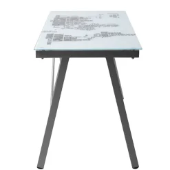 Online 113x73x58 Schreibtisch aus bedrucktem Glas - Ugolina Tische