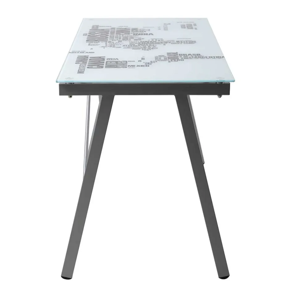Online 113x73x58 Schreibtisch aus bedrucktem Glas - Ugolina Tische