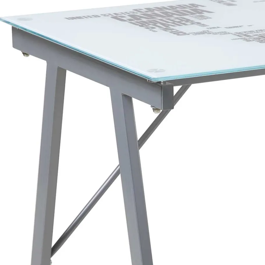 Online 113x73x58 Schreibtisch aus bedrucktem Glas - Ugolina Tische