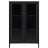 100x155x40 Schwarze Vitrine mit Doppeltür - Neptunus Highboards|Vitrinen