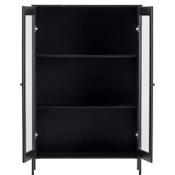 100x155x40 Schwarze Vitrine mit Doppeltür - Neptunus Highboards|Vitrinen